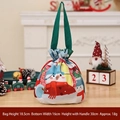 Christmas snowman burlap gift bag with green handles and dimensions of 18.5x16cm - Velvet Cartoon Apple Bag Snowman