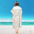 Microfiber hooded beach towel poncho featuring a colorful hand-drawn rainbow print - Pullover Style - Fine Line Rainbow