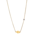 Collana Hamsa dorata con zircone bianco e ciondolo a croce su sfondo bianco puro - Stile Mano di Fatima (XN401-4)