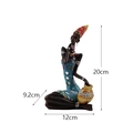 Afrikanische Frauenfigur im blauen Kleid mit Goldkrug, Harzstatue, Größe 20x12x9,2cm - Blaues Kleid Linke Hand Vase (RRW050)