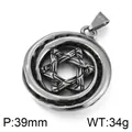 Pendentif étoile de David rétro en acier inoxydable texturé, dimensions 39mm et 34g - Style F Pendentif Géométrique Creux Argenté (KP57660-BD)