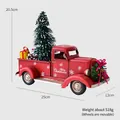 Red retro metal Christmas truck ornament with festive tree and gifts, 25cm size - Large Truck / 518g