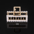 Close-up of a 5cm golden alloy hair claw with elegant pearls and crystal rhinestones - Full Pearl Square 5CM Claw Clip
