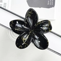 Elegante molletta per capelli a fiore nero con dettagli dorati stile da resort - 8 cm / Nero Solido Filo d'Oro