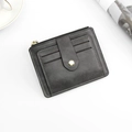 Portacarte sottile in pelle grigio scuro con 4 scomparti e chiusura a scatto oro - Stile Sottile Multi-slot / Grigio