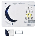 Baby Meilensteindecke im Weltraum-Design mit Mond und Sternen für monatliche Fotografie - Sweet Dreams mit Rahmen