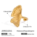 Detailed size parameters of gold ginkgo leaf stainless steel ring with dimensions - Ginkgo Leaf Wide Style (JDR0212011)