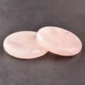 Set of two polished round rose quartz stone discs for energy healing and home decor - Rose Quartz