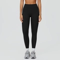 Matte black high-waisted yoga leggings with V-shaped waistband for sports and fitness - S / Premium Black