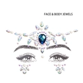 Détail de bijoux de visage en forme de couronne avec pierres bleues et perles de festival - Résine Bleue Iridescente (DA-18-2)