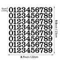 Detail view of 1-inch waterproof vinyl number stickers with dimensions in inches and cm - 1 Inch / Black