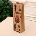 Christmas Kraft paper wine gift bag with cartoon Santa Claus and tree patterns - Kraft Paper [Style 1 - Santa & Tree]