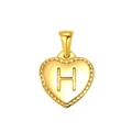 Polished gold heart pendant with embossed letter H on high-quality stainless steel - Heart Initial H Pendant (SP151G-H)
