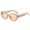 Occhiali da sole ovali cat-eye con montatura champagne nude e lenti arancioni chiare - Caramello
