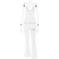 White lace hollow out halter jumpsuit with backless design and flared leg style - S / White