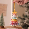 Handmade crochet Christmas tree pendant with rainbow layers and golden bell detail - Christmas Tree Bell Pendant Model E (Rainbow Colors)