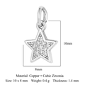 Silver star pendant charm made of copper and cubic zirconia for DIY jewelry making - Silver Star (VB247)