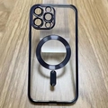 Clear MagSafe magnetic phone case with metal camera protector and dark electroplated frame - Mystic Black / iPhone 11 Pro Max