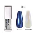 Mirror effect nail liquid in shade 004 shown on black and transparent bases - Ice Skin Magic Liquid 04 (Color 004)