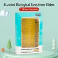Portable microscope toy set with 12 biological specimen slides for student science kits - 12-Piece Set / Plant Specimens