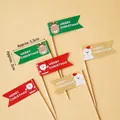 Christmas cupcake toppers set with Santa Claus and reindeer designs on beige backdrop - Simple Christmas Toppers 6pcs