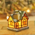 Luminous Nordic Christmas house with green snowy roof and warm glowing LED lights - Model D Small House