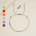 Handgefertigtes Sternzeichen-Armband mit Regenbogenperlen und lila gewebtem Nylonband - Schütze (MI-Serie)