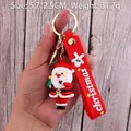 3D PVC Santa Claus keychain with red silicone wrist strap and golden metal ring - Santa Claus-21