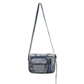 Borsa a tracolla vintage in denim blu lavato con molteplici tasche funzionali con cerniera - Taglia unica / Blu Vintage