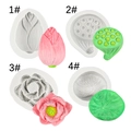 Set stampi in silicone loto e foglia di ninfea per dolci e decorazioni fai da te - Set da 4 pezzi / Grigio