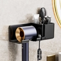 Matte black wall-mounted hair dryer holder and multi-functional bathroom organizer - Large (808) / Classic Black