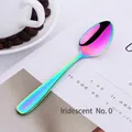 Rainbow gradient stainless steel dessert spoon with vacuum plated iridescent finish - Regular 14cm / AB Color