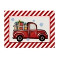 Set de table de Noël avec camion rouge et cadeaux sur tissu texturé en coton lin - 32*21cm (Coton Lin) / Pick-up Rouge