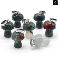 Assorted natural stone mini mushroom pendants with metal clasps in a set of seven pieces - African Bloodstone (1pc)