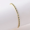 Adjustable tennis bracelet with emerald green and clear cubic zirconia in gold plating - Gold White Zircon + Sea Blue
