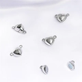 Fermoirs magnétiques en forme de cœur en argent poli pour la création de bijoux DIY. - 15x10mm (3 Sets/Pack) / Blanc K