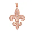 Micro-pave zircon fleur-de-lis pendant in rose gold finish, large size DIY accessory - Fleur-de-lis - Large / Rose Gold