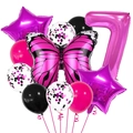 Detail of rose red number 7 balloon set with butterfly and sequin latex balloons - Rose Red Butterfly Number 7