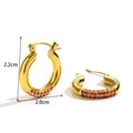 Vergulde oorringen met roze kristallen en een verfijnd hart- en bloemontwerp voor dames - ER-1190 Gouden pave roze zirconia oorringen