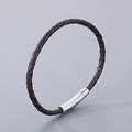 Bracelet tressé minimaliste en cuir marron foncé avec fermoir magnétique en argent - Style B-3.5mm Cordon Marron-Fermoir Acier-Bracelet