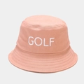 Dettaglio cappello a secchiello rosa con ricamo GOLF bianco e trama in twill di cotone - M(56-58cm) / Rosa