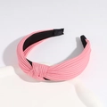 Pink knotted headband with ribbed texture fabric, stylish hair accessory for women - Deep Pink