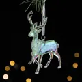 Iridescent acrylic Christmas reindeer hanging ornament for festive holiday tree decoration - Reindeer D