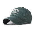Casquette de baseball rétro en coton délavé vert avec logo Olympia brodé en blanc - Réglable / Vert Foncé