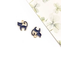 Cute dark blue enamel cat charms with golden alloy edges for DIY jewelry making - Navy Blue