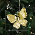 Golden butterfly Christmas tree ornament with metallic finish, size 10.8cm x 10.3cm - Butterfly