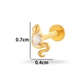 Golden snake flat back stud earring with drop zircon stone and detailed dimensions - Snake Style (T2511-4#) / Gold