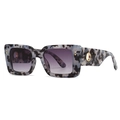 Modern square sunglasses with grey marble frames and purple gradient lenses - White Marble Gray Lens (C4)
