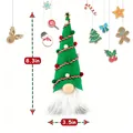 Christmas gnome ornament with green sequin hat, white beard, measuring 8.3 by 3.5 inches - Short Leg Green Sequin Hat With LED