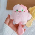 Spazzola per capelli mostro di peluche rosa con ricamo e massaggiatore a cuscino d'aria - Pettine con airbag in peluche / Mostro Rosa